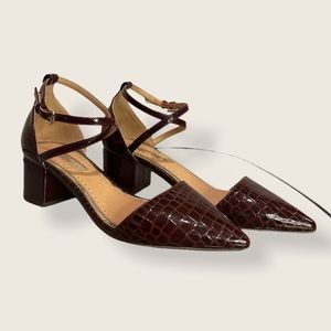 Miss KG brown patent block heel shoes size 6.5